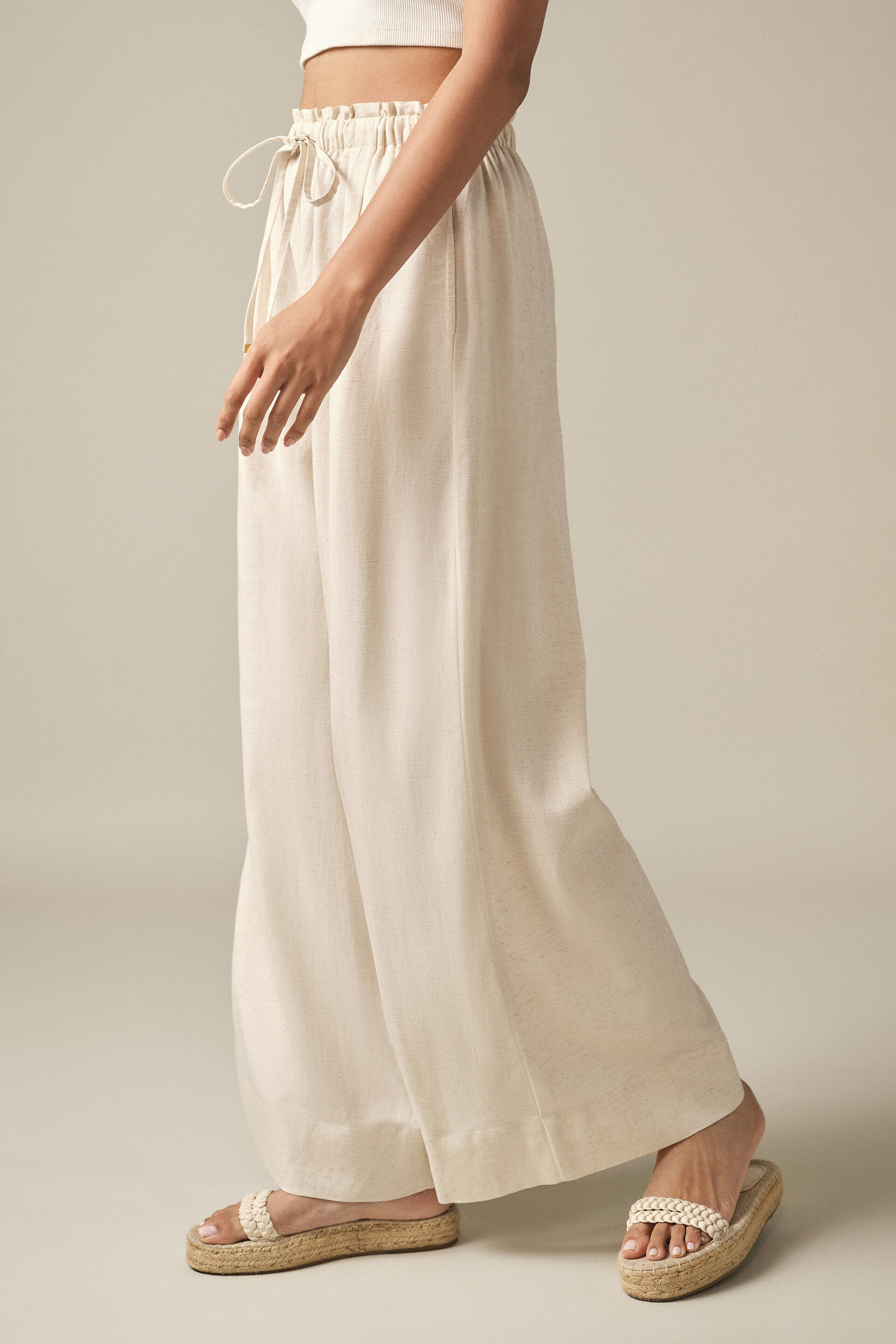 Flared Pants in Natural, Natural, image 2